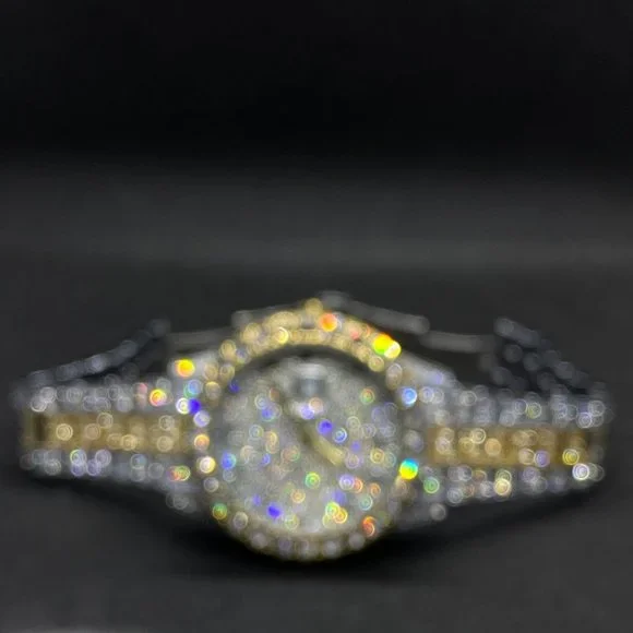 Limited Edition 18K Real Duo Color Plated Iced Out Luxury Brand Watch